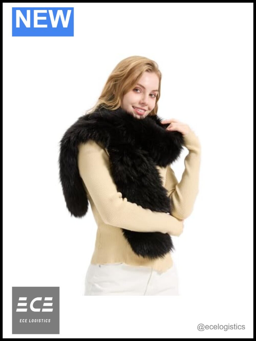 Real Fox Raccoon Fur Scarf Long Fluffy Stole Neck Warmer Women